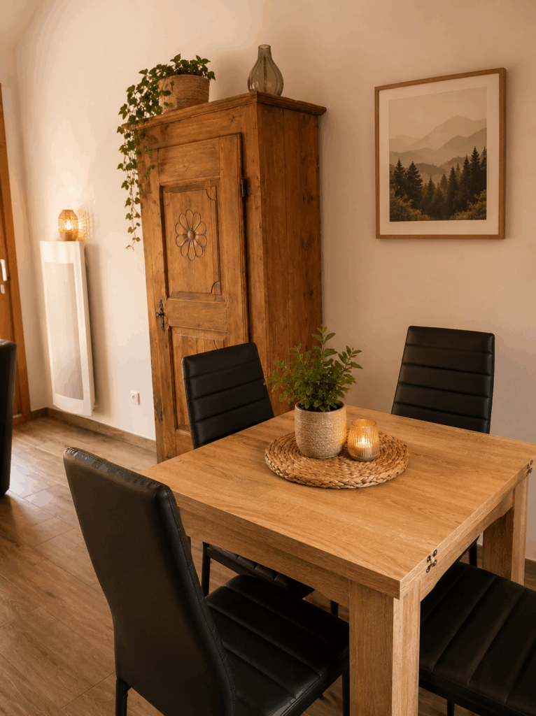 espace repas au gite au fil de la vallée dans les Gorges de l'allier